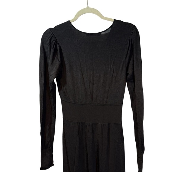 Zara Knit Longsleeve black Maxi dress with vneck and buttons - Picture 5 of 9